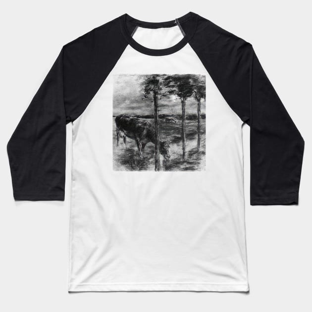 drinking cow - Max Liebermann Baseball T-Shirt by Kollagio